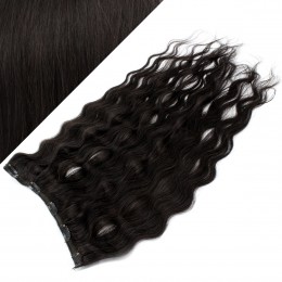 Clip in REMY vlasový pás 63cm vlnitý - prírodná čierna