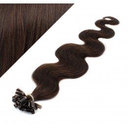 Vlasy európskeho typu na predĺženie keratínom 50cm vlnité - tmavo hnedé