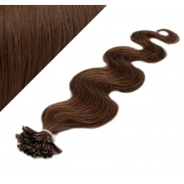 Vlasy európskeho typu na predĺženie keratínom 50cm vlnité - stredne hnedé