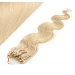 Vlasy pre metódu Micro Ring / Easy Loop / Easy Ring 50cm vlnité - najsvetlejšia blond