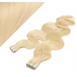 Vlasy pre metódu Tapex / Tape Hair / Tape IN 50cm vlnité - najsvetlejšia blond