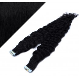 Vlasy pre metódu Tapex / Tape Hair / Tape IN 50cm kučeravé - čierne