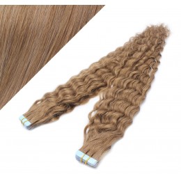 Vlasy pre metódu Tapex / Tape Hair / Tape IN 50cm kučeravé - svetlo hnedé