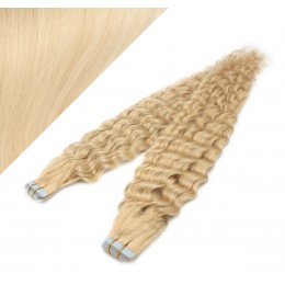 Vlasy pre metódu Tapex / Tape Hair / Tape IN 50cm kučeravé - najsvetlejšia blond