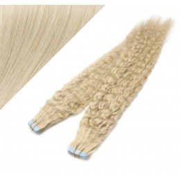 Vlasy pre metódu Tapex / Tape Hair / Tape IN 50cm kučeravé - platina