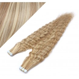 Vlasy pre metódu Tapex / Tape Hair / Tape IN 50cm kučeravé - svetlý melír