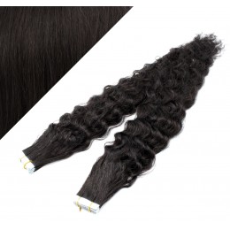 Vlasy pre metódu Tapex / Tape Hair / Tape IN 60cm kučeravé - prírodné čierne